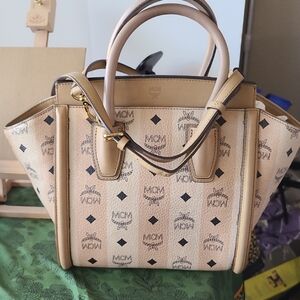 MCM Tan Logo Tote Bag